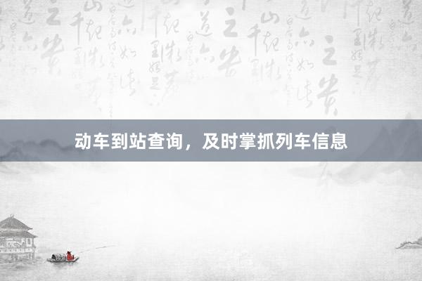 动车到站查询，及时掌抓列车信息